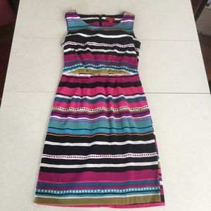 Signature by Sangria Multi-Color Striped Dress Size 4 Spring Professional Work